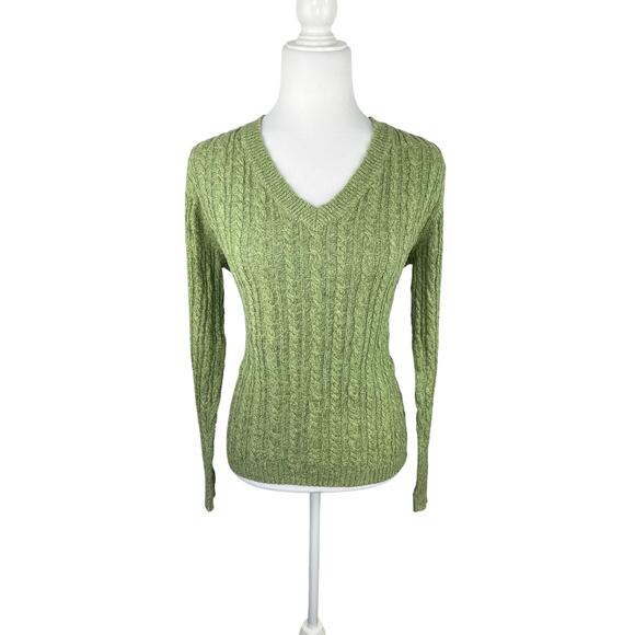 Croft & Barrow V-Neck Cable Knit Cotton Sweater - Picture 1 of 7
